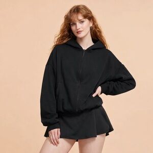 Blogilates Women's Marshmallow Full Zip Hooded Sweatshirt - Black Size L